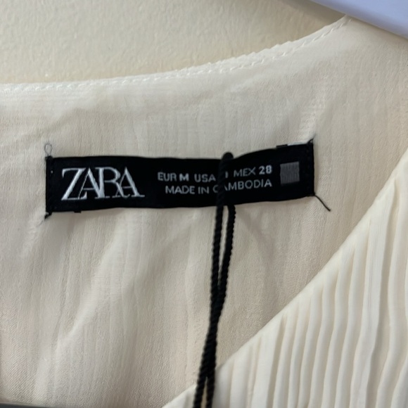 ZARA Cream Crinkly Midriff Cut Out Midi Dress M NWT - Picture 13 of 16